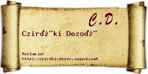 Cziráki Dezső névjegykártya